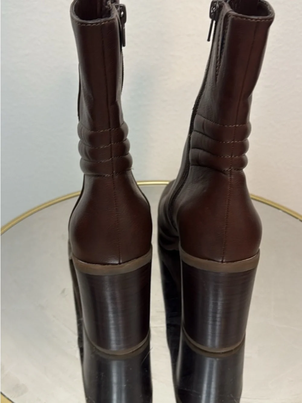 Dark Brown Leather Tall Boots - Picture 2 of 7